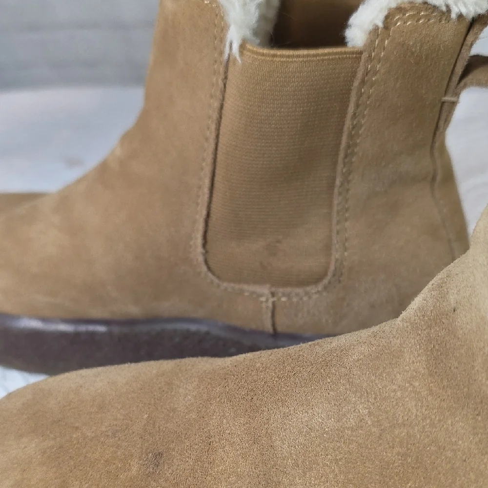 Madewell The Toasty Chelsea Boot Suede Shearling‎ Tan Size 8